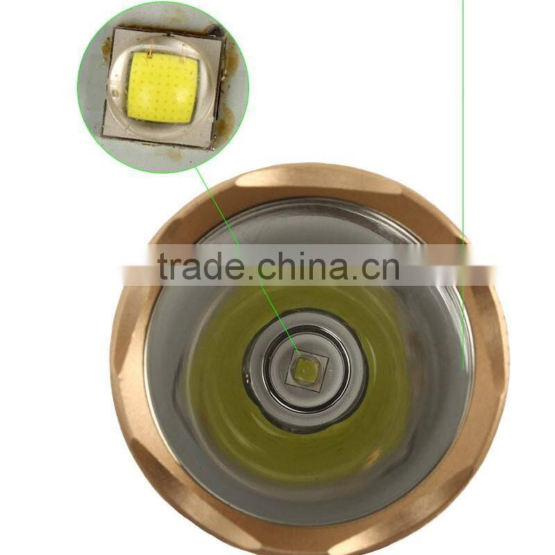 2015 Aluminum Material Strong Light High Powe USB Rechargeable 3.7V Flashlight