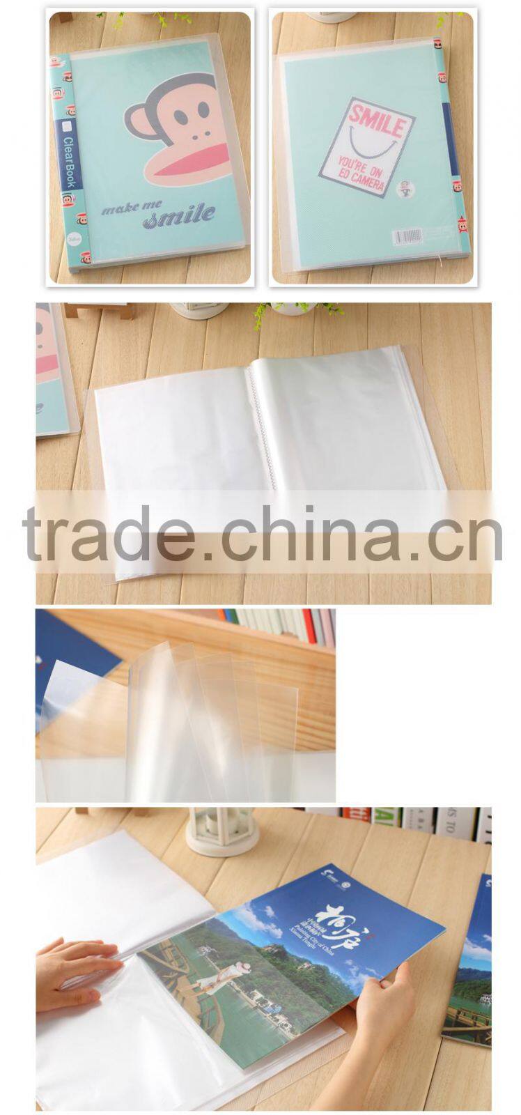 plastic snap file folder, MONKEY cute file folder, clear book sheet