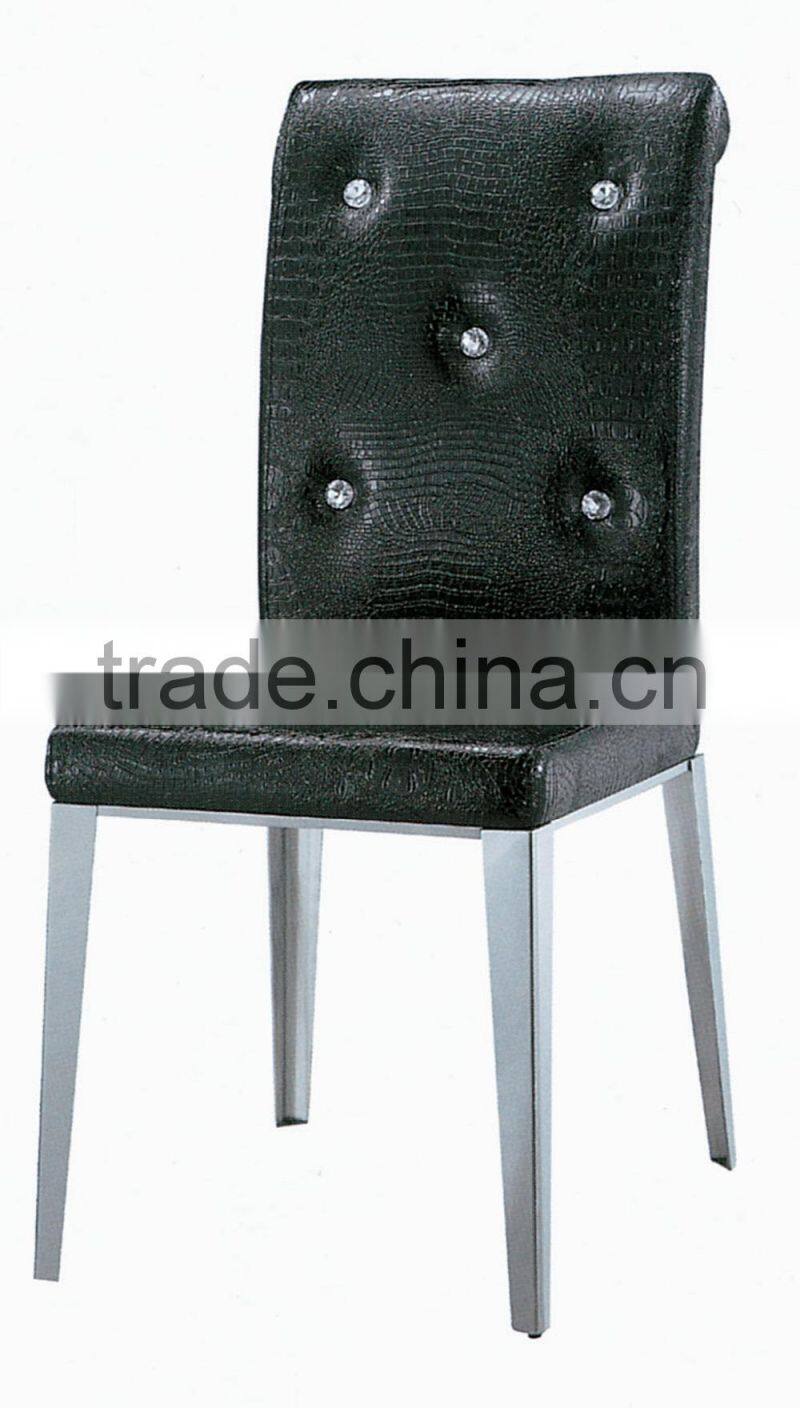 Simple Design Crystal Modern Stainless Steel Leg Dining Chair Alligator Grain Restaurant Chair