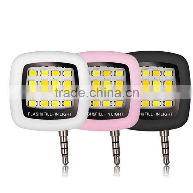 Smart Selfie 16 LED Camera External Flashlight For IOS Android Smartphone 3.5mm