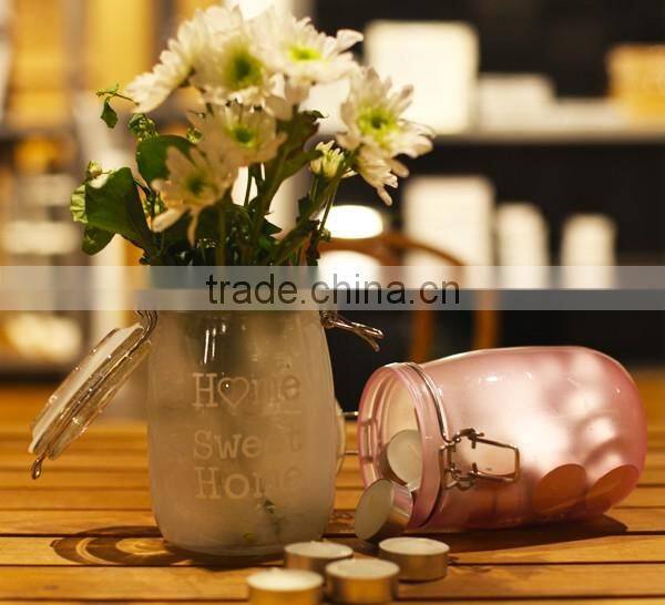 wholesale decorative round glass candle jars and lids for wedding tablet centerpieces