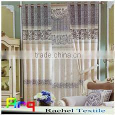 New luxury european curtain- one uni color chain embroidery T/C fabric half blackout