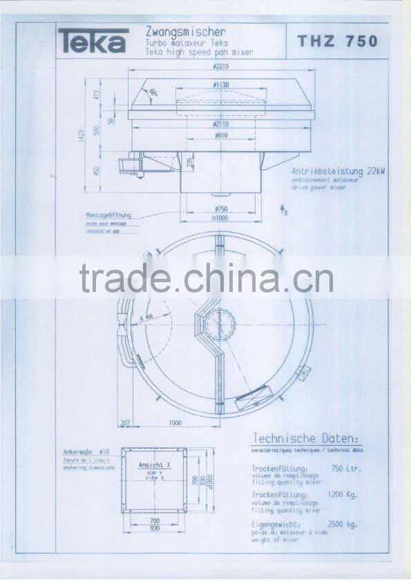 Germany Teka Concrete Machine Mixer THZ750