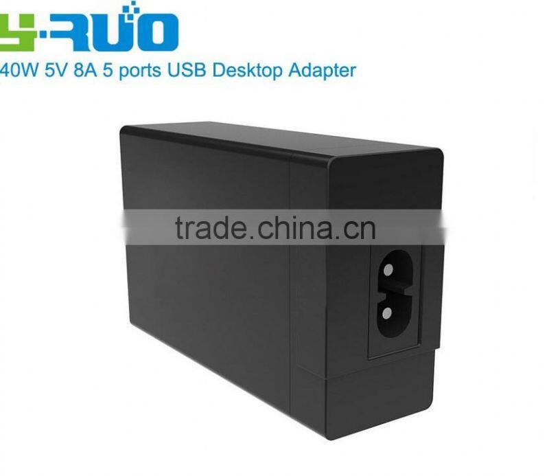 (40w 5-Port USB Charging Station) Multi-Port USB Charger Desktop Hub for iPhone 6s / 6 / 6 Plus, iPad Air 2 / mini 3, Galaxy S6