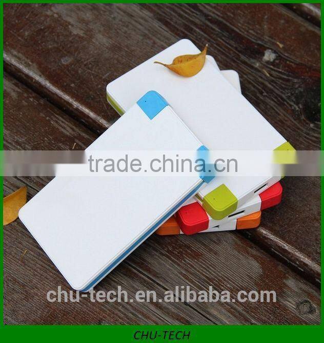 Double outputs 10000mah power bank with colorful cable