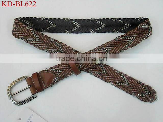 Brown braided leather unique mens belts