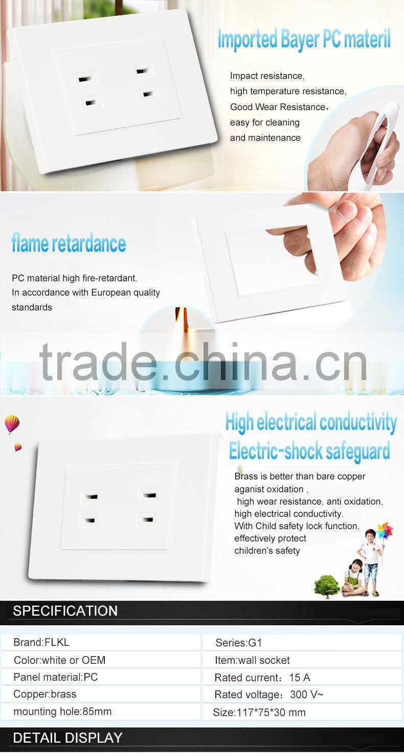 American Standard double 2 pin 4 pin wall mount electrical power white socket outlet