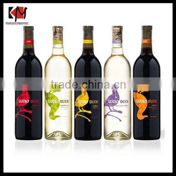 Red Foil Stamping Wine Bottle Label Sticker For Battle Beverage