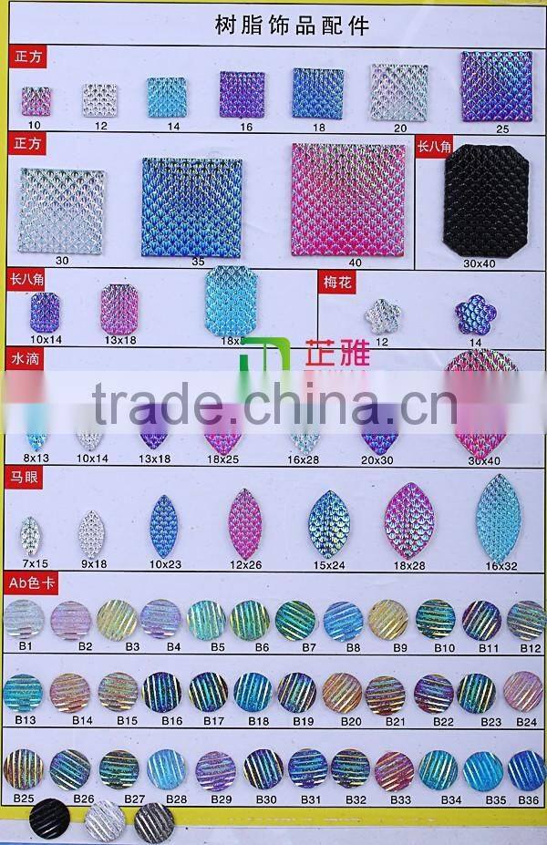 resin sew on stone round shape with Fish scales red color flatback rhinestone beads