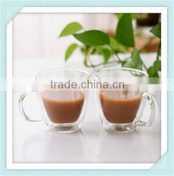Heat-resistant double wall coffee glass hand blown double wall glass coffee cup for sale