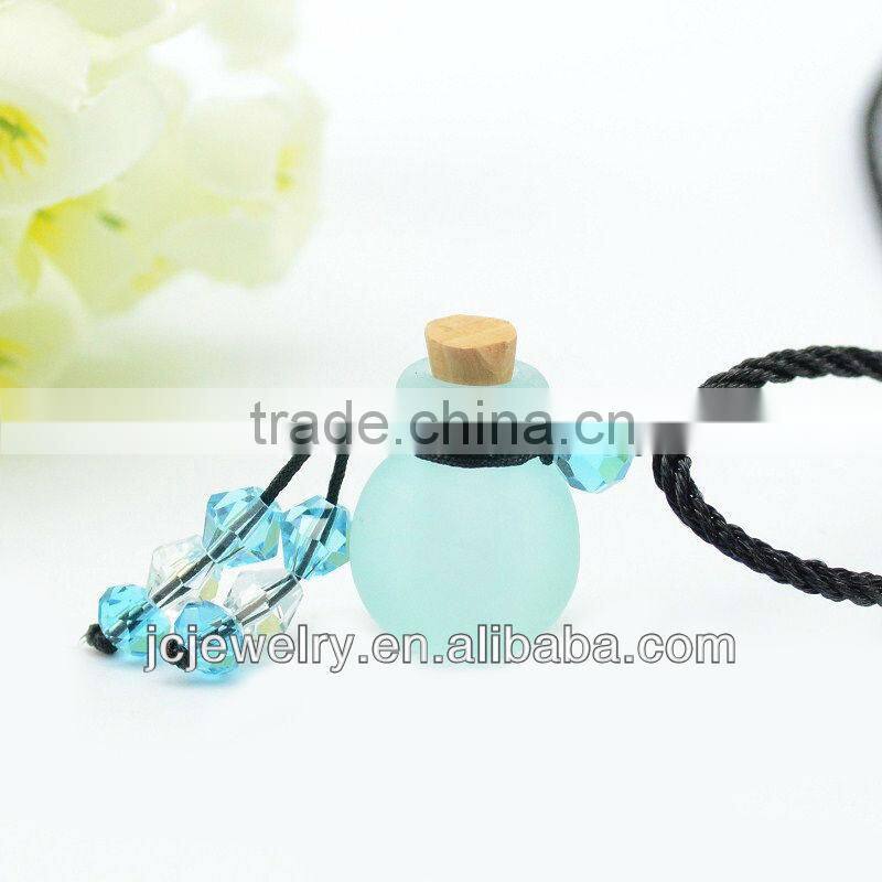 Amber Glass Bottle Vial Stopper Round Charm DIY Jewelry Necklace Focal Beads