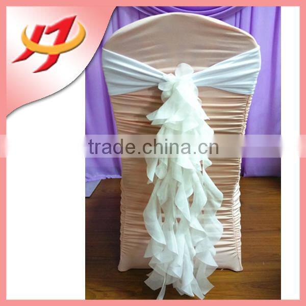 Wholesale champagne wedding rosette decoration chair sash fabric
