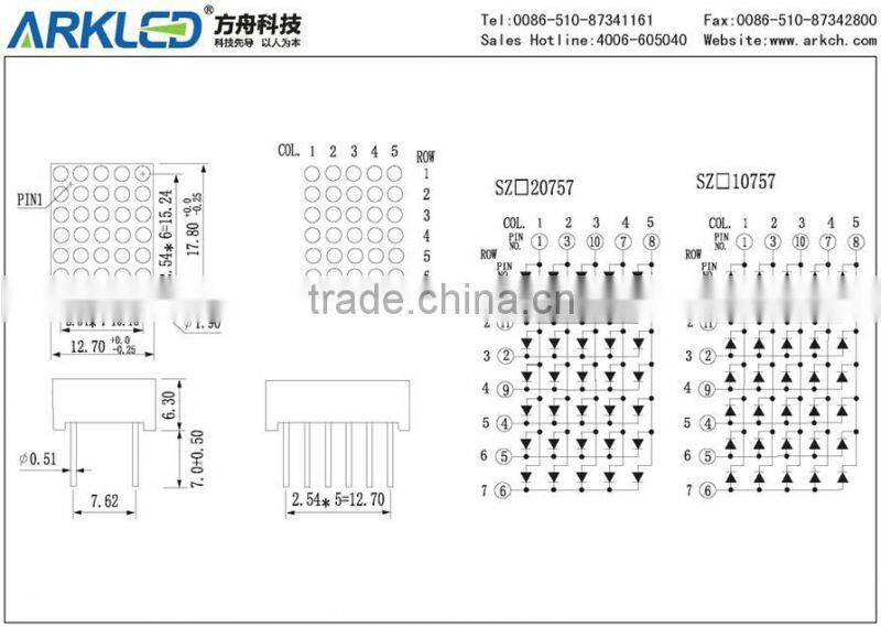 0.7 inch/5*7 dot matrix led display,led