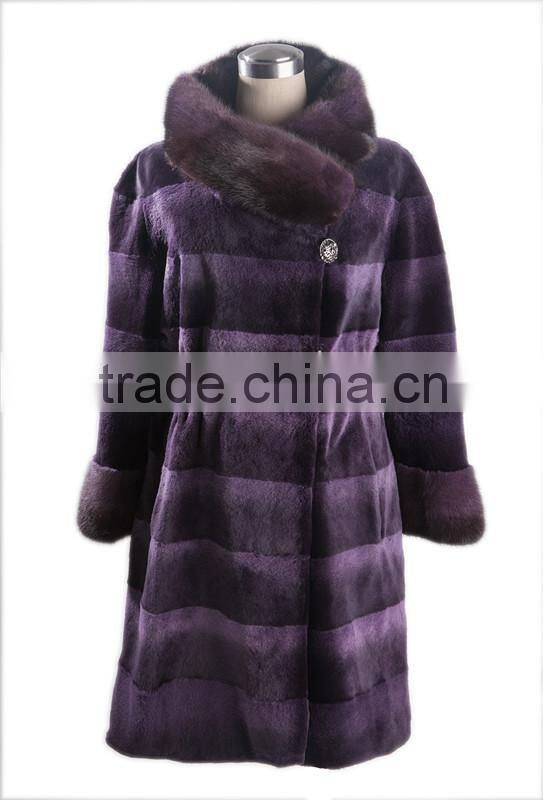 Hot sale long rabbit sheaing fur coat for winter overcoat