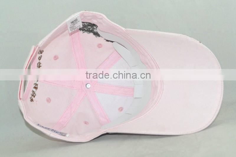 Guangzhou hat factory professional custom 6 panel / 100% cotton/pink/giraffe embroidery logo/baseball cap