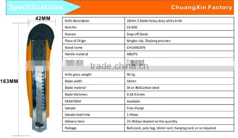 18mm 3 blade heavy duty utility knife