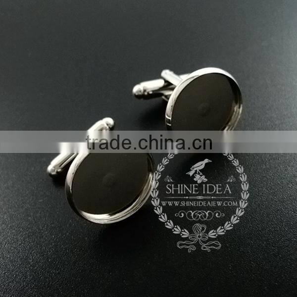16MM rhodiumn plated brass round French Cuff Links Blanks,sleeve button,cuff link setting,DIY cuff link tray 1500050