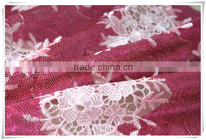 2016 Hot sale treedy flower poly embroidery guipure lace fabric for new dress
