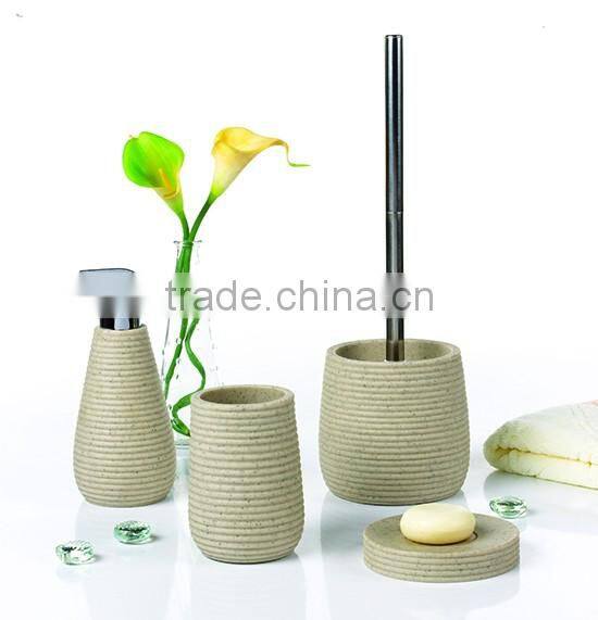 Top Grade Chrismas High Quality factory Cheap handmade Eco-friendly decorative polystone Brown bathroom accessories sets