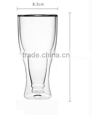 350ml double wall glass cup for beer