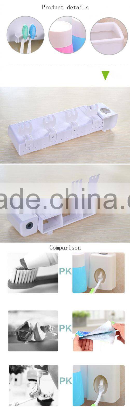 Promotional ABS PS Wall-Suction Creative 8 Toothbrush Holder 4 Cups Hanger Toothpaste Dispenser