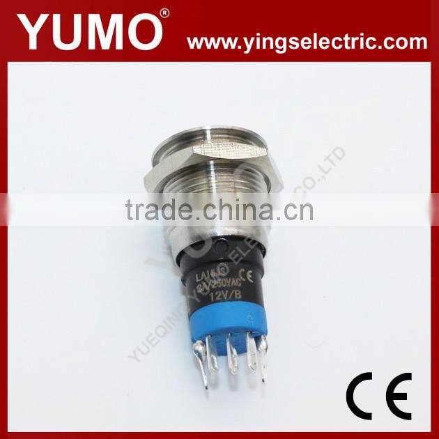 LA16JSF-11E blue push button monetary with lamp stainless steel 12V DC