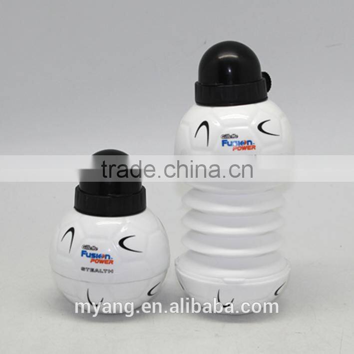 yiwu cheap price BPA FREE 450ml ball shape plastic water bottle,collapsible football foldable water bottle