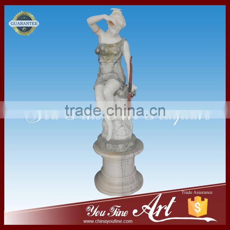 sexy woman statue marble sitting on base