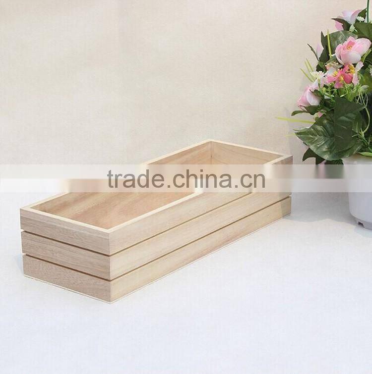 decorative handmade unfinished small timber crate for plant