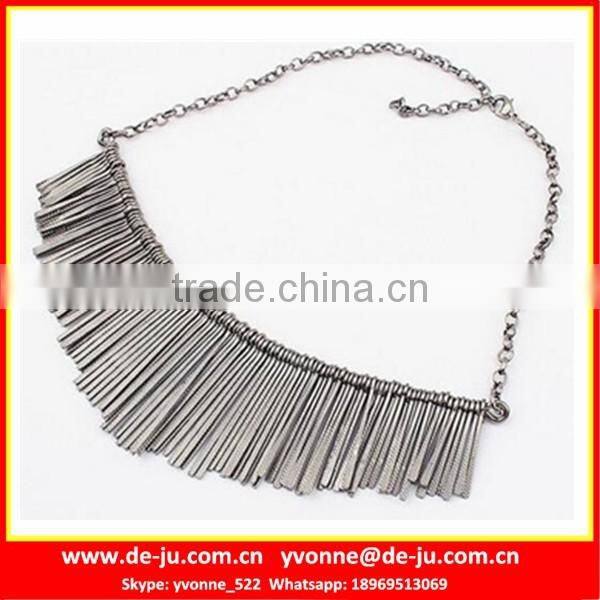 Silver Bib Tassel Chain Necklace