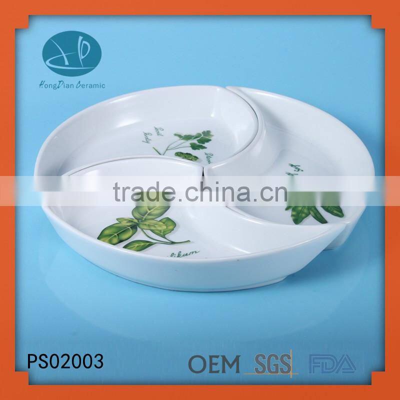 dinnerware type porcelain dinnerware, divided serving plate with decal
