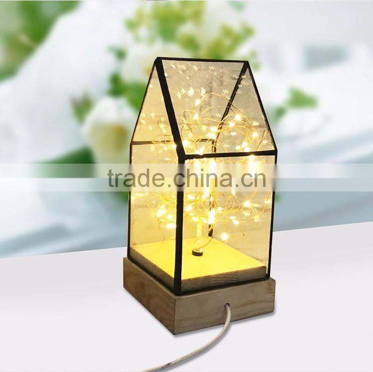 Hottest Siliver Glass House Atmosphere Light, DIY LED Table lamp Night Lamp