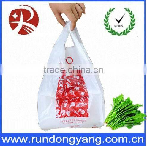 Fashion reused customized printed plastic vest carrier bags