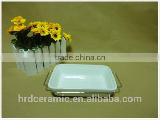 Gold rim four pane 2015 ceramic plate with handle