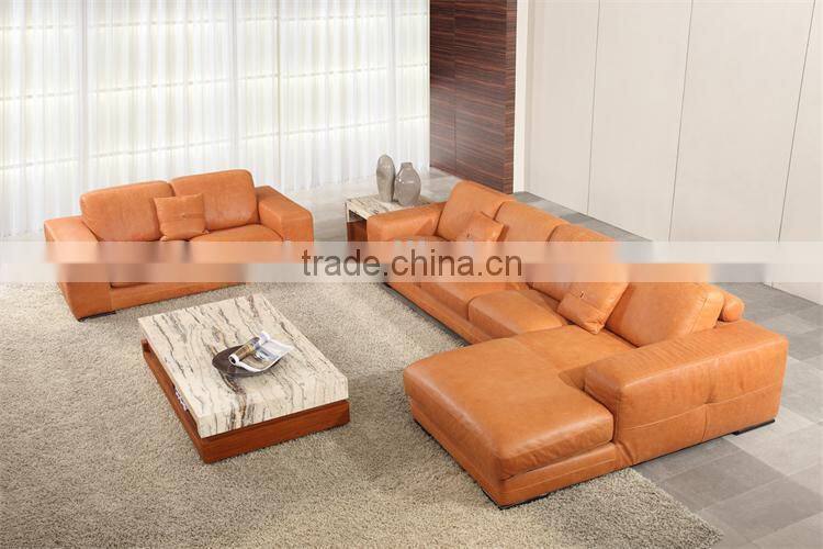 modern luxury full grain leather living room sofa set