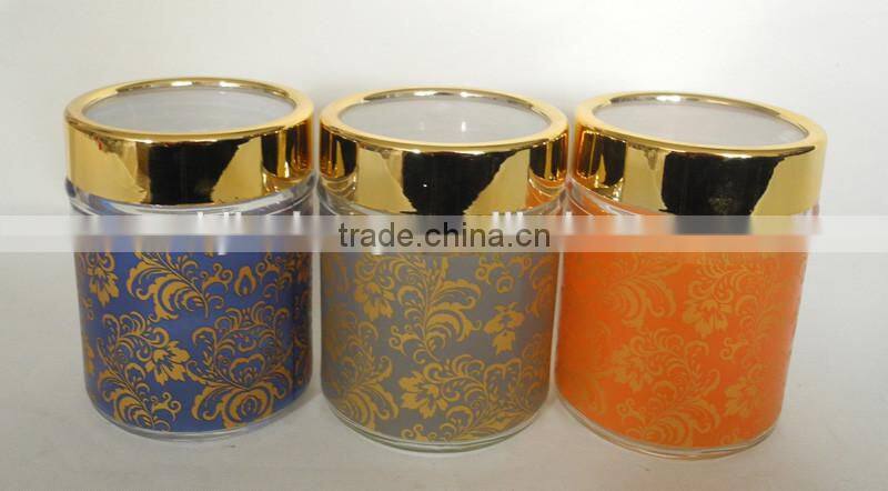 antique glass cracker chocolate jar with screw golden cap