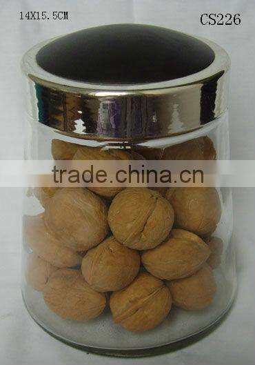transparent narrow mouth honey glass jar for nut with metal lid