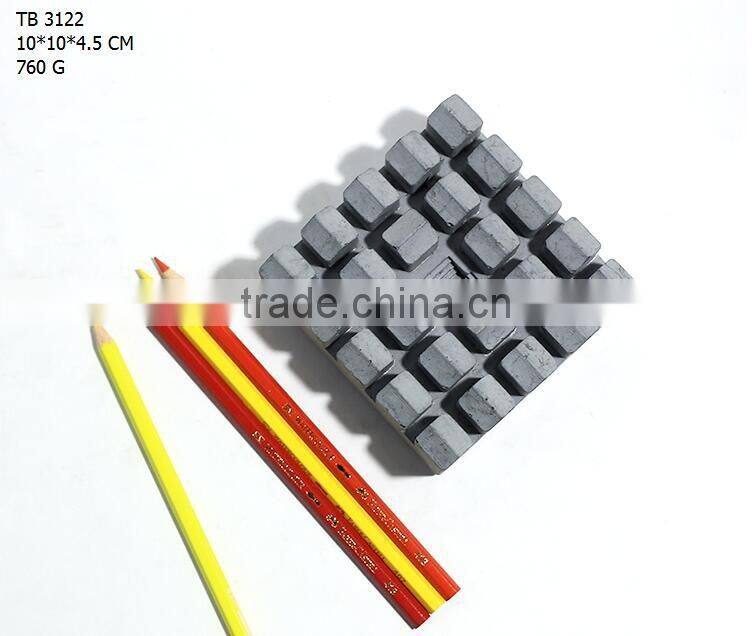 Industrial Grey Handmade pens pencils holder in geometric square shape