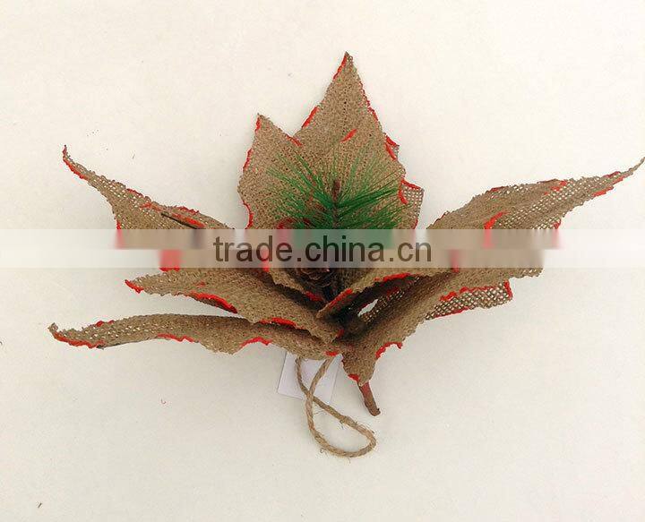 new design linen poinsettia flower christmas decorations