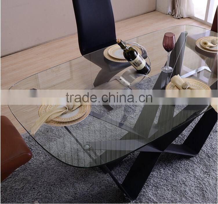 new fashion Italian modern furniture private custom made wood /glass top metal dining table fashion leather chair dining set