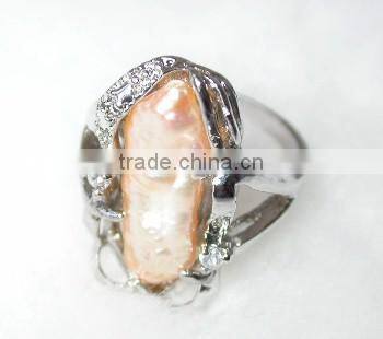 18K gold baroque orange pearl Tahitian Pearl Ring