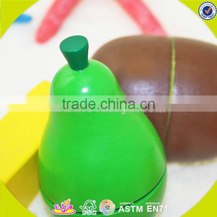 wholesale baby wooden fruit cutting toy, DIY kids wooden fruit cutting toy, role play children wooden fruit cutting toy W10B114
