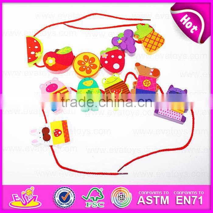 2015 Wooden Happy Threading Toys for Kids,Children DIY hand threading toy,Threading educational kids wooden blocks toy W11E041