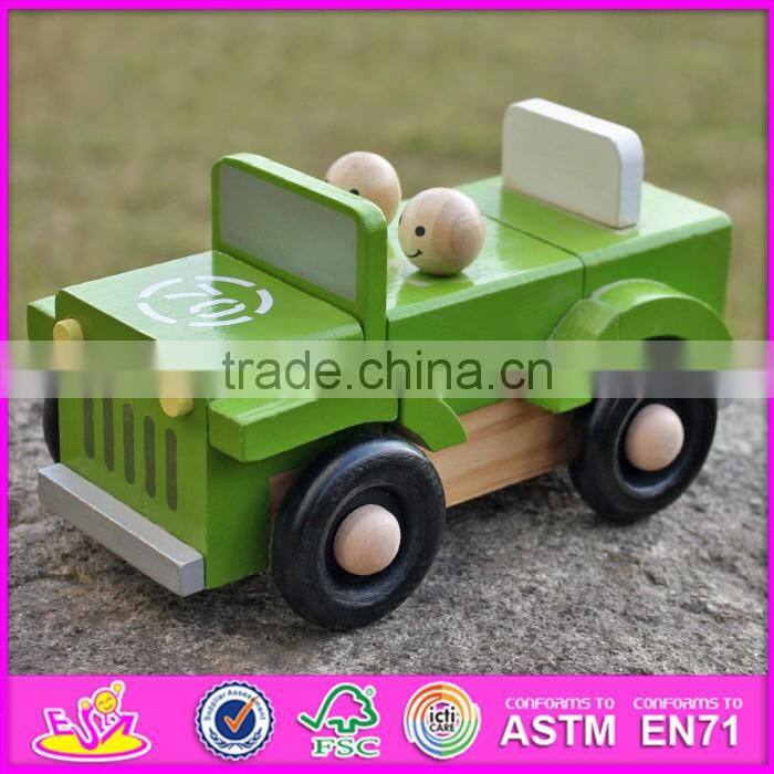 2016 new design funny children wooden toy jeep car W04A326