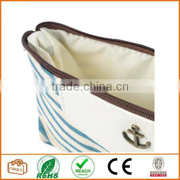 Canvas Navy Style Pen Pencil Case Cellphone Coin Cosmetic Makeup Bag Pouch Purse,Light Blue