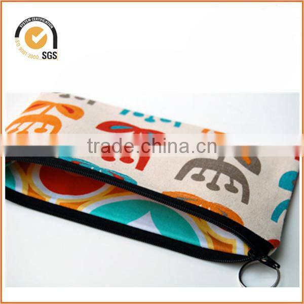 Purple Brushed Twill Colorblock Mustard Yellow Leather Circles Zipper Pouch Clutch By Chiqun Dongguan CQ-H02009