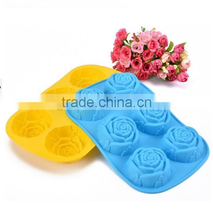 10110 6pcs roses shaped silicone chocolate mould and mold