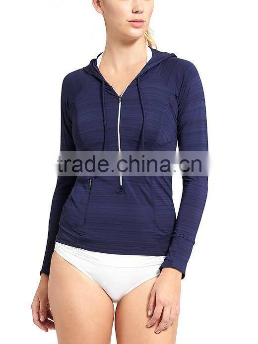 Custom Rash Guard New Design Super Soft Quick Recycled Sun Protection Nylon Solid Long Sleeve Zipper Blank Rash Guard