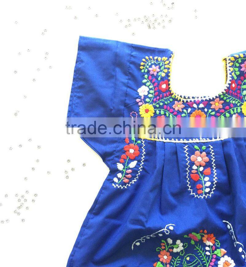 2016 Boho Hand Embroidery Design Cotton Dress For Baby Gril Kids Children Frock Dresses HSD5471