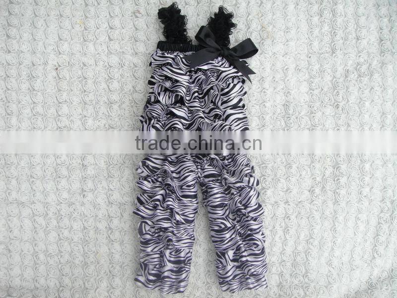 2014 Kid's clothes set baby christmas party outfit sleeveless baby top and stripes ruffle pant made in China